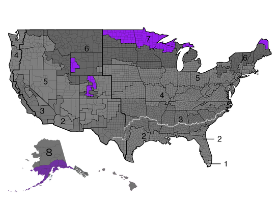 Image: IECC Climate Zone Map, PNNL / U.S. DOE. USA Map.