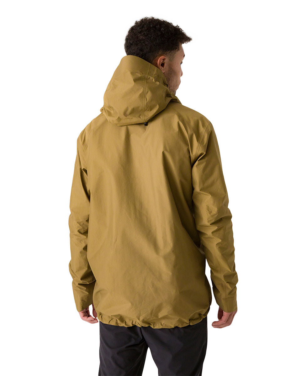 Men's Drilight Rain Jacket by Beyond Clothing in Coyote on model.