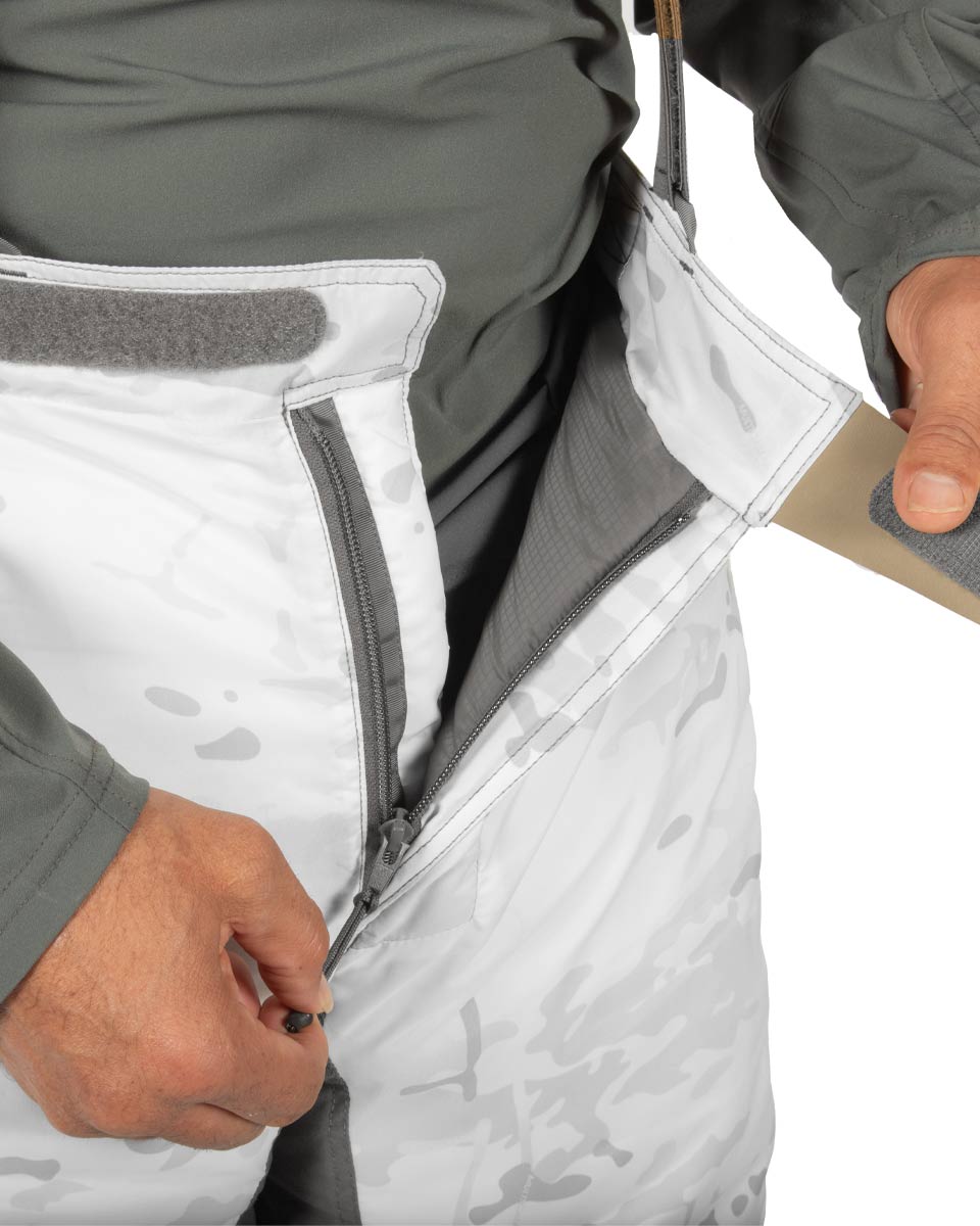 L7 Cold pant- Front zipper detail. Beyond Clothing USA