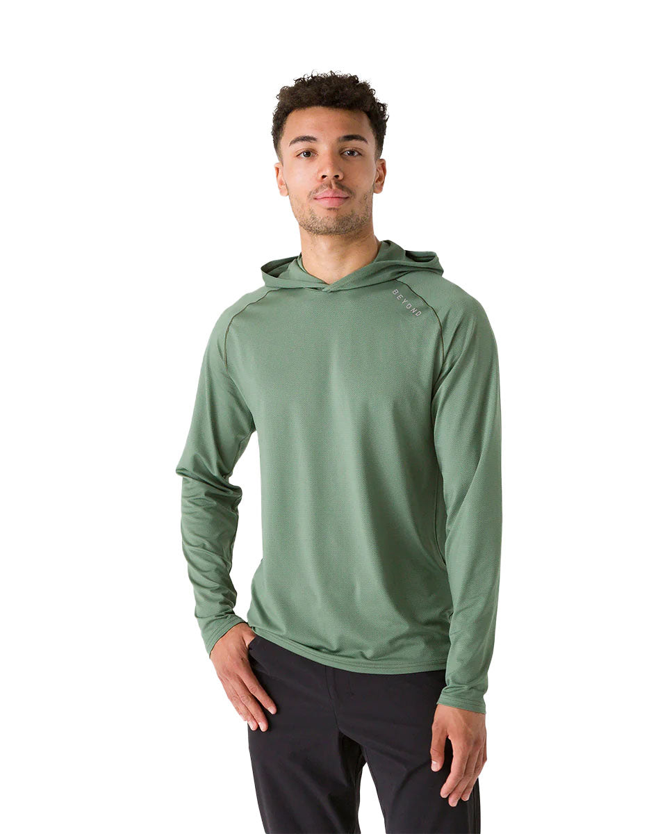 Men's Geo-T Hooded L.S. Shirt, Dark Mint / XL