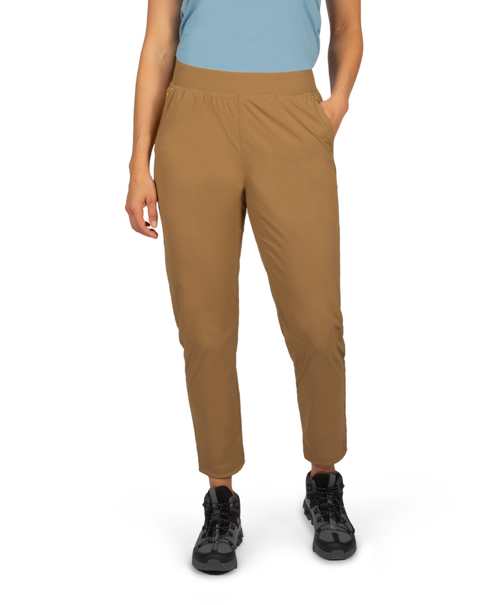 tobacco colored women's pants weight blend of 75% viscose and 25% linen Zara - Zw Collection Flowy