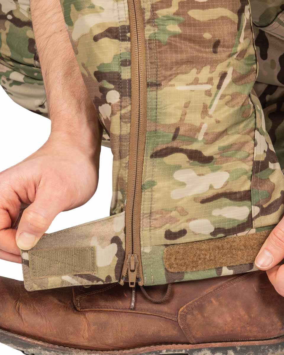 A7D - Advanced Cold Pants in multicam. Reinforced with Cordura. 