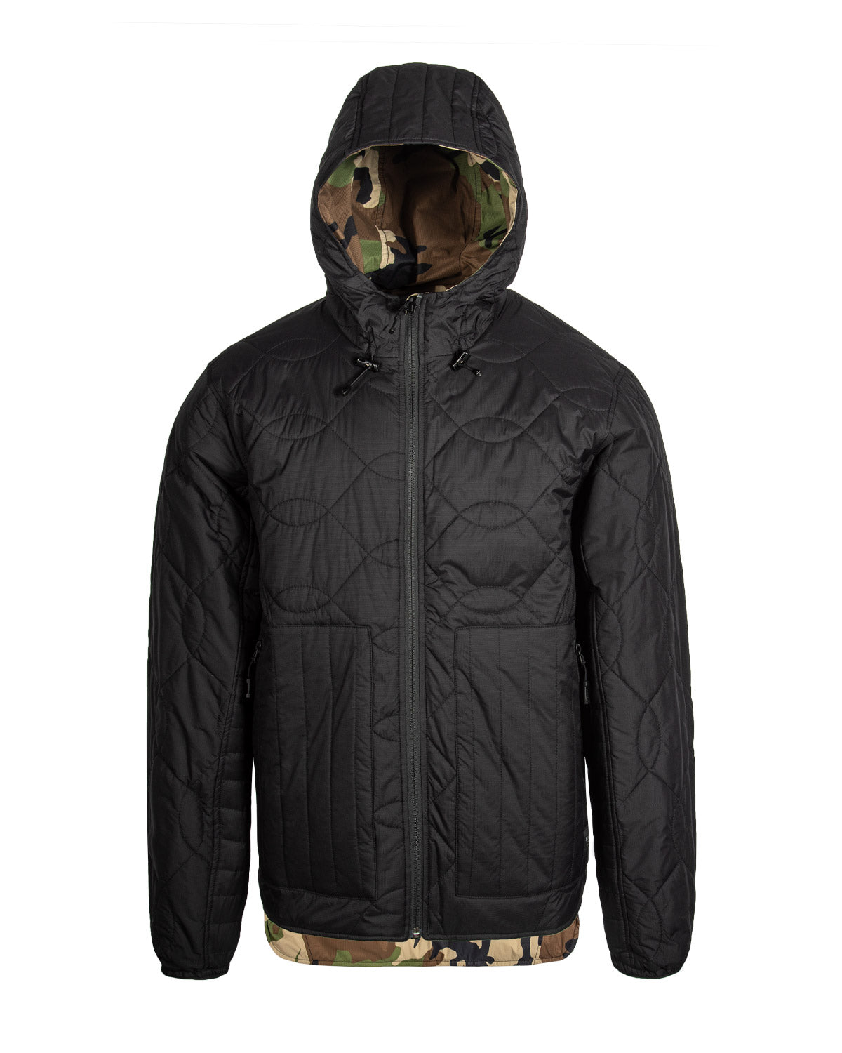 Ultra Lochi L3 Jacket Black Woodland Quilted Front 