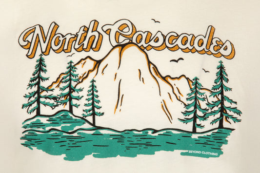 T-Shirt graphic of the North Cascades by Beyond Clothing.