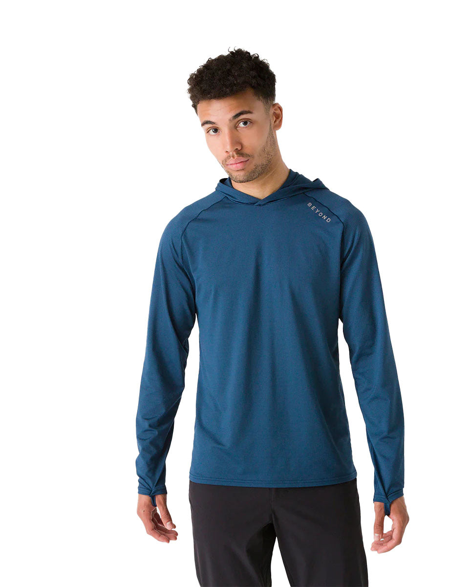 Men's Geo-T Hooded L.S. Shirt, Steel Blue / L