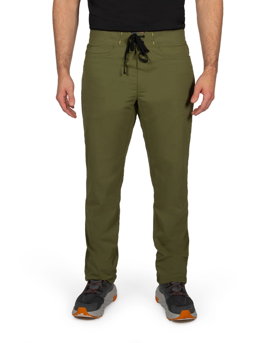 Male model wearing the TarnGood Pant and SolarSwift Tech-T. 