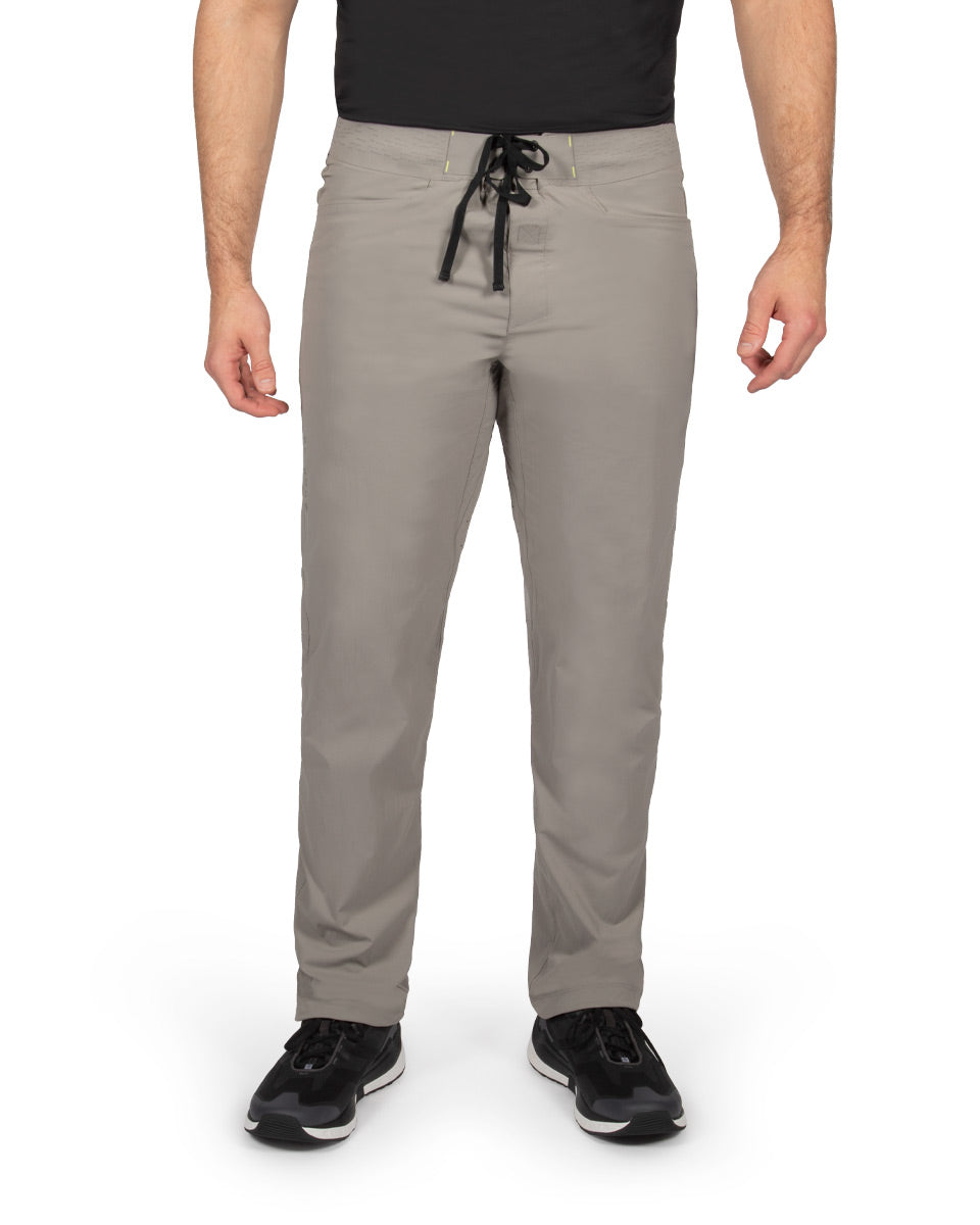 Male model wearing the TarnGood Pant and SolarSwift Tech-T. 