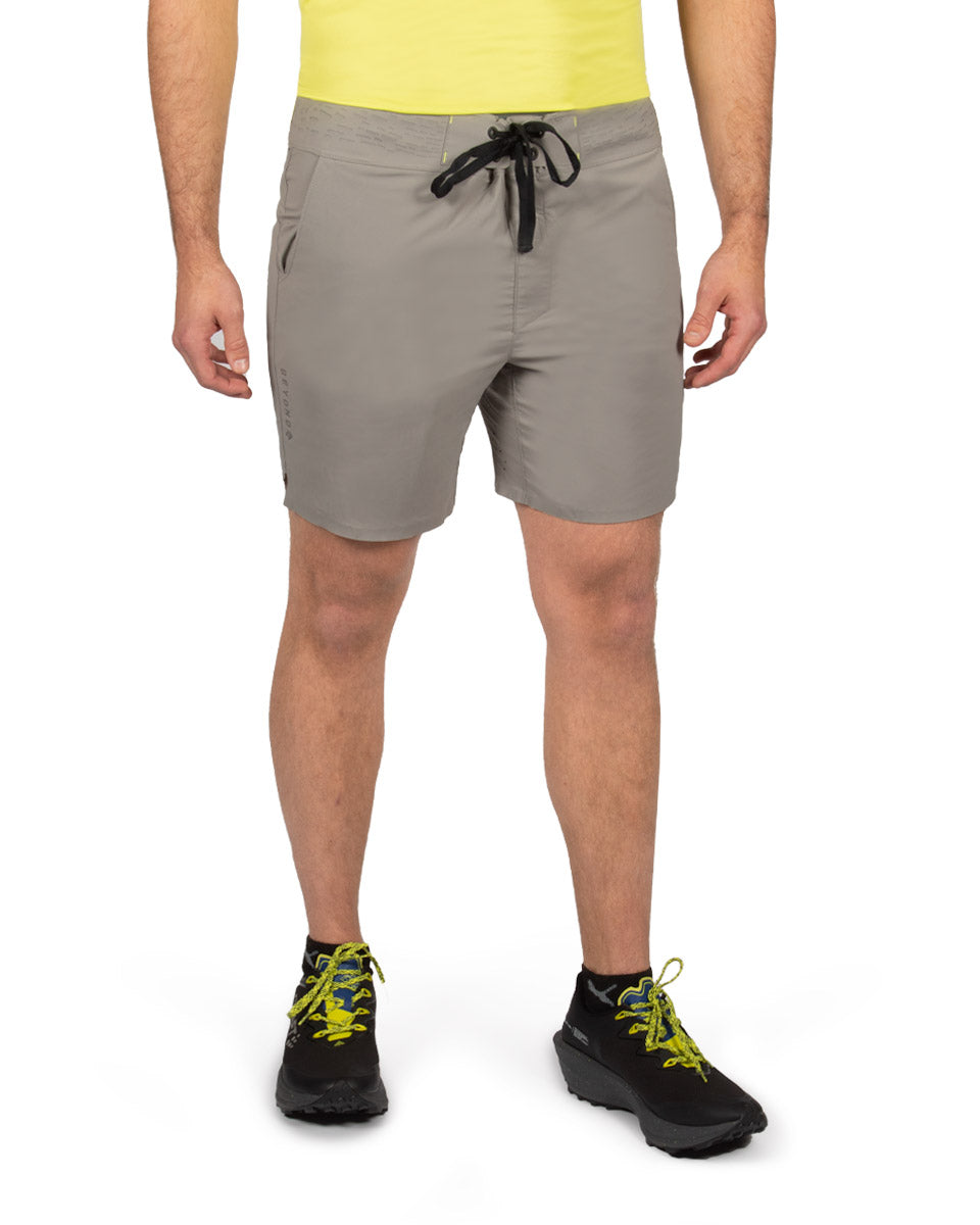 Male model wearing the TarnGood Short and SolarSwift Tech-T. 