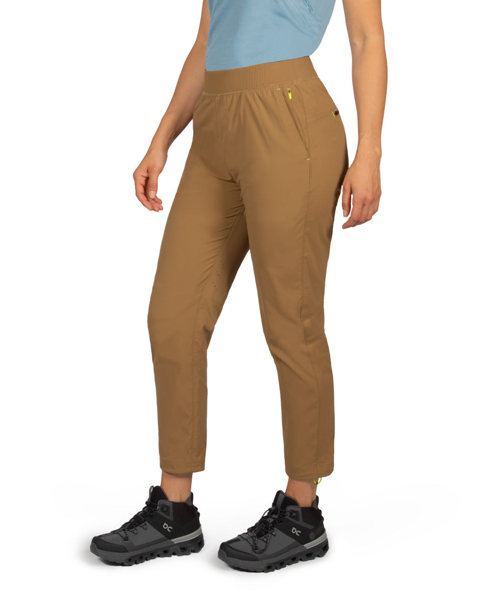 tobacco colored women's pants Jenni Style Not Size Plus Size Solid Wide Leg Pant Tan 1X / Tobacco Tan Resilient duck cotton meets a gentle Jesse Kamm Tobacco Handy Pants